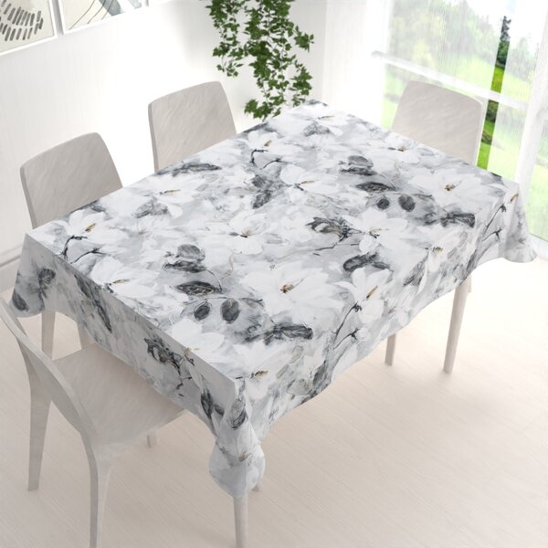 Biante Sametový obdélníkový ubrus Tamara TMR-006 Designové květiny na šedém 60x100 cm