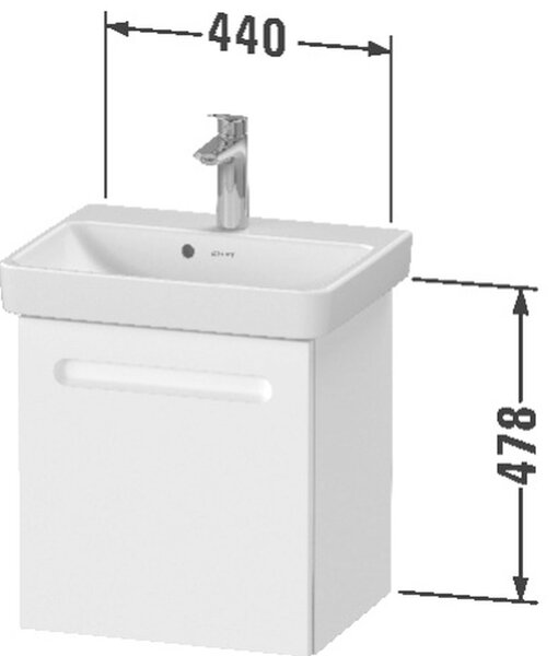 Duravit No. 1 skříňka 44x38.6x47.8 cm pod umyvadlo závěsná bílá N14267R18180000