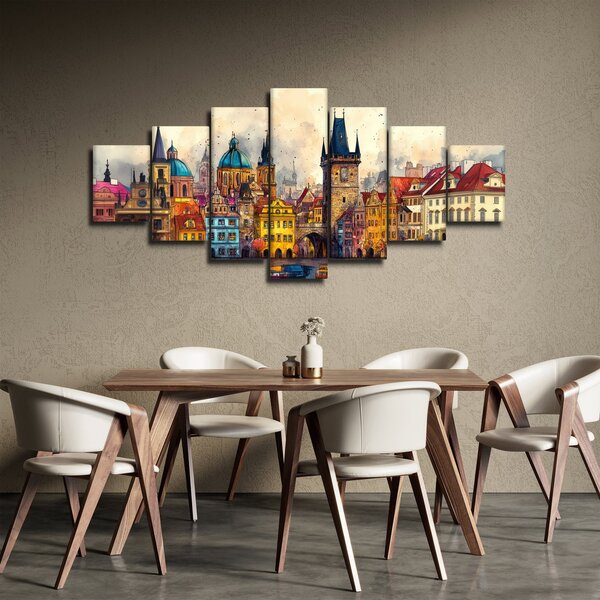 Obraz - Podzim v malovaném městě (210x100 cm)