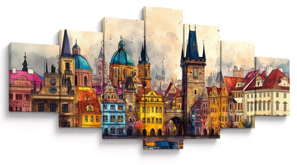 Obraz - Podzim v malovaném městě (210x100 cm)