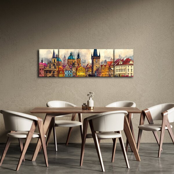 Obraz - Podzim v malovaném městě (170x50 cm)