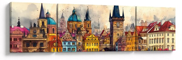 Obraz - Podzim v malovaném městě (170x50 cm)