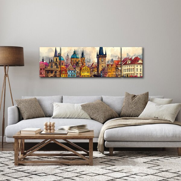 Obraz - Podzim v malovaném městě (170x50 cm)