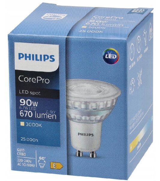 LED žárovka Philips GU10 - 6,7 W - Corepro 60° teplá bílá