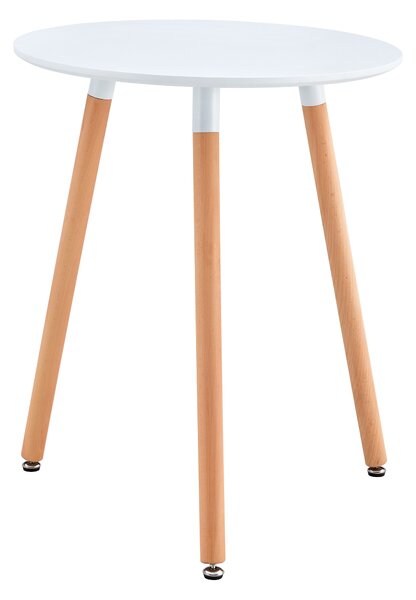 KONDELA Jídelní stůl, bílá/buk, průměr 60 cm, ELCAN NEW TYP 1