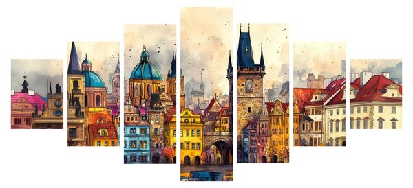 Obraz - Podzim v malovaném městě (210x100 cm)