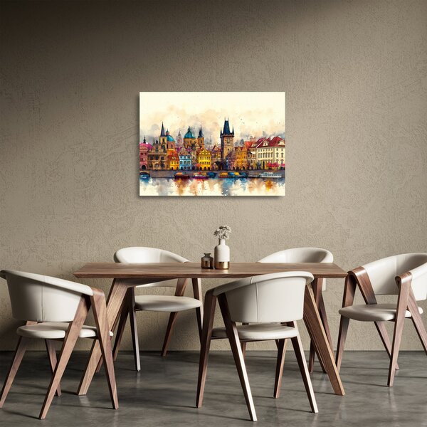 Skleněný obraz - Podzim v malovaném městě (70x50 cm)