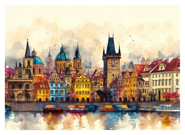 Obraz - Podzim v malovaném městě (70x50 cm)