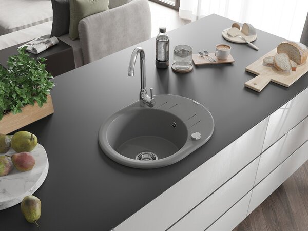 Mexen Kevin, granitový dřez 586x458x190 mm, 1-komorový, šedá, 6517581005-71