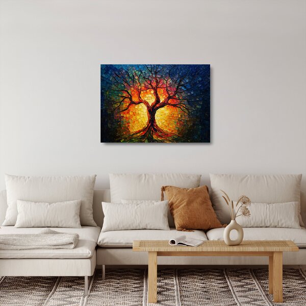Skleněný obraz - Strom života v mozaice (70x50 cm)