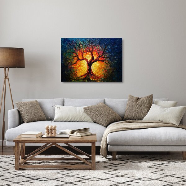 Skleněný obraz - Strom života v mozaice (70x50 cm)