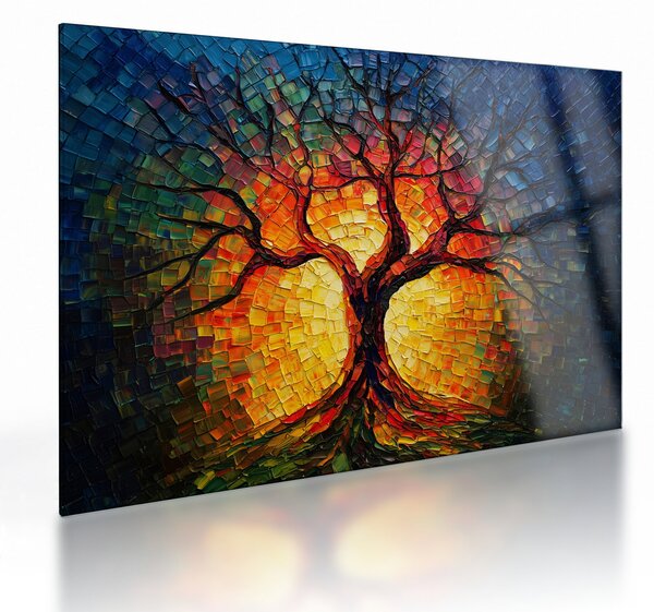 Skleněný obraz - Strom života v mozaice (70x50 cm)