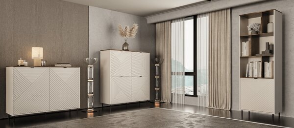 KONDELA Otevřený regál, kašmír/dub castello, EYCO 1D
