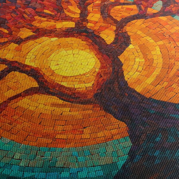 Obraz - Strom života a slunce v mozaice (70x50 cm)