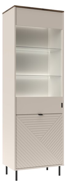 KONDELA Vitrína, kašmír/dub castello, EYCO 1D1W
