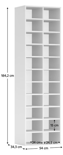 KONDELA Vysoký regál/botník, bílá, IGNO