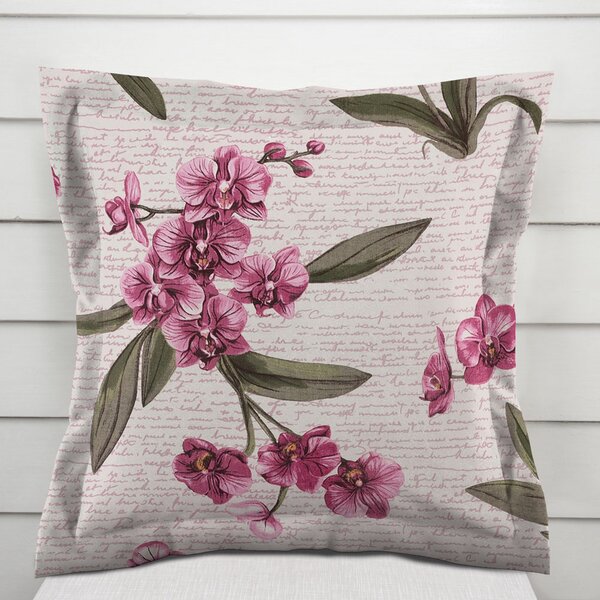 Biante Bavlněný povlak na polštář s lemem Sandra SA-635 Růžovofialové orchideje na bílém 30 x 50 cm