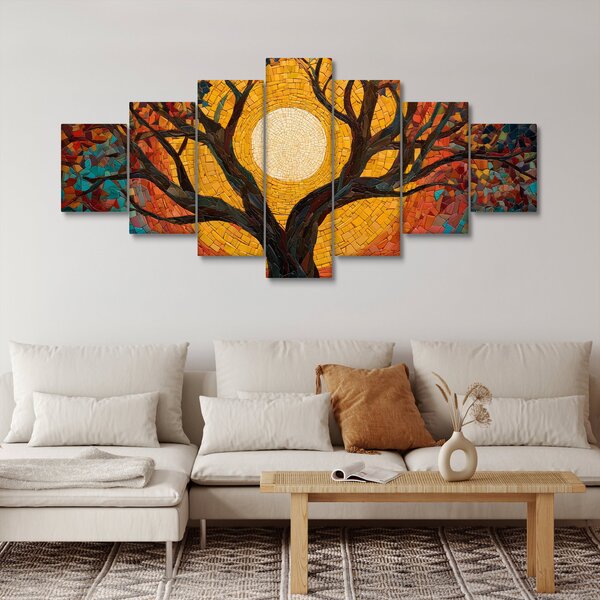 Obraz - Slunce v koruně stromu života (210x100 cm)