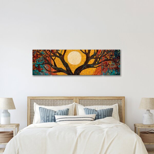 Obraz - Slunce v koruně stromu života (170x50 cm)