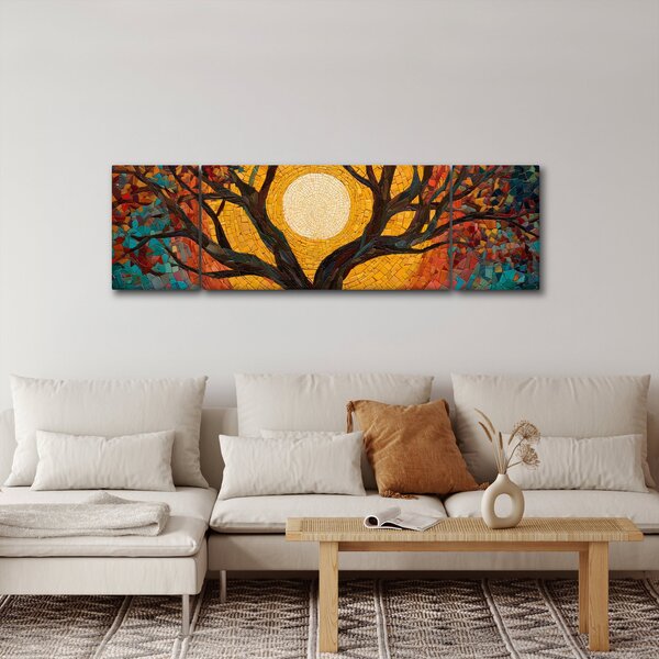 Obraz - Slunce v koruně stromu života (170x50 cm)