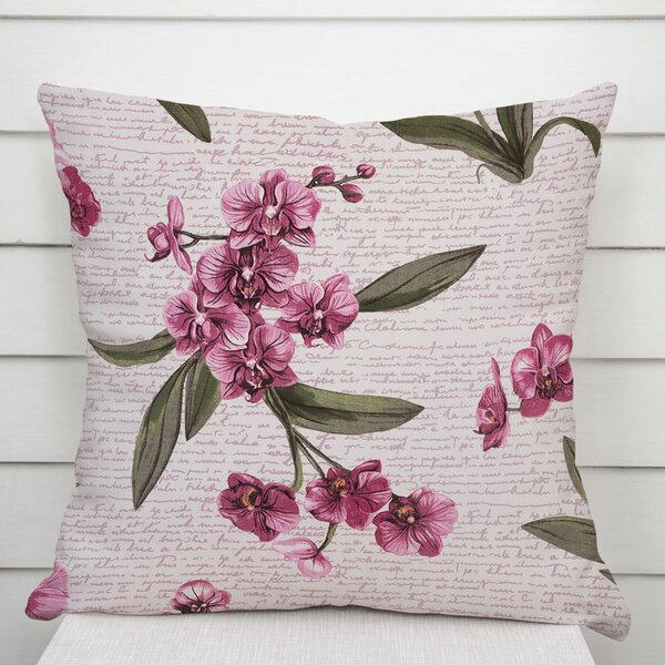 Biante Bavlněný povlak na polštář Sandra SA-635 Růžovofialové orchideje na bílém 30 x 50 cm