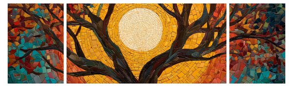 Obraz - Slunce v koruně stromu života (170x50 cm)