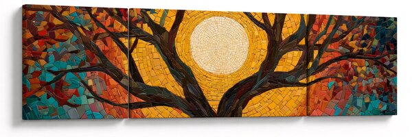 Obraz - Slunce v koruně stromu života (170x50 cm)