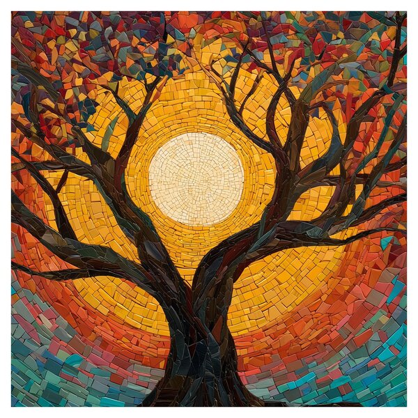 Obraz - Slunce v koruně stromu života (30x30 cm)