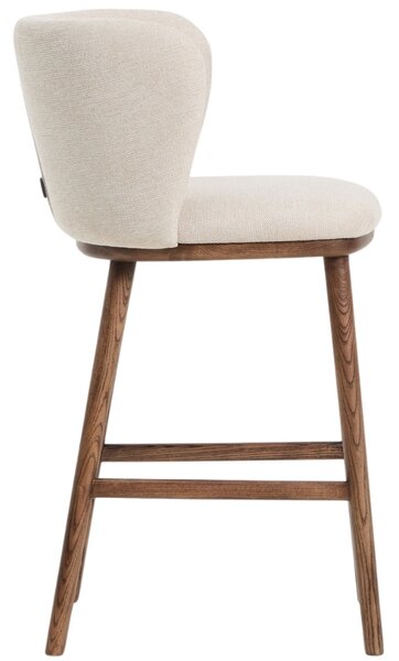 Kave Home Béžová barová židle Ciselia 65 cm s ořechovou podnoží