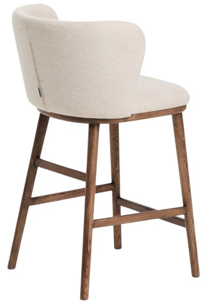 Kave Home Béžová barová židle Ciselia 65 cm s ořechovou podnoží