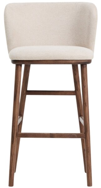 Kave Home Béžová barová židle Ciselia 75 cm s ořechovou podnoží