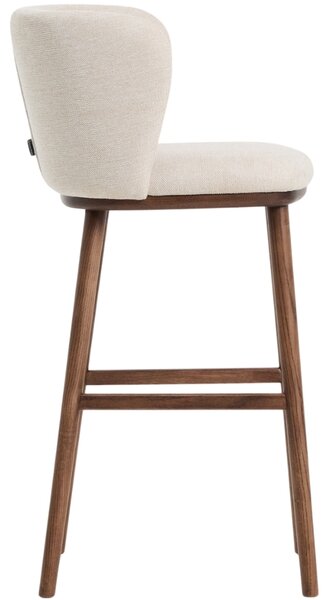 Kave Home Béžová barová židle Ciselia 75 cm s ořechovou podnoží