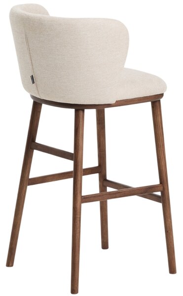 Kave Home Béžová barová židle Ciselia 75 cm s ořechovou podnoží