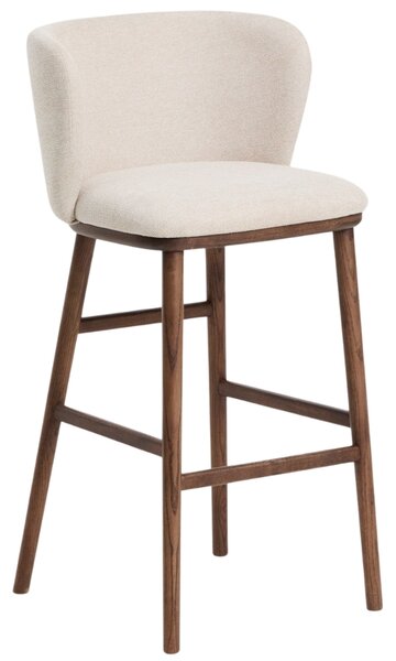 Kave Home Béžová barová židle Ciselia 75 cm s ořechovou podnoží