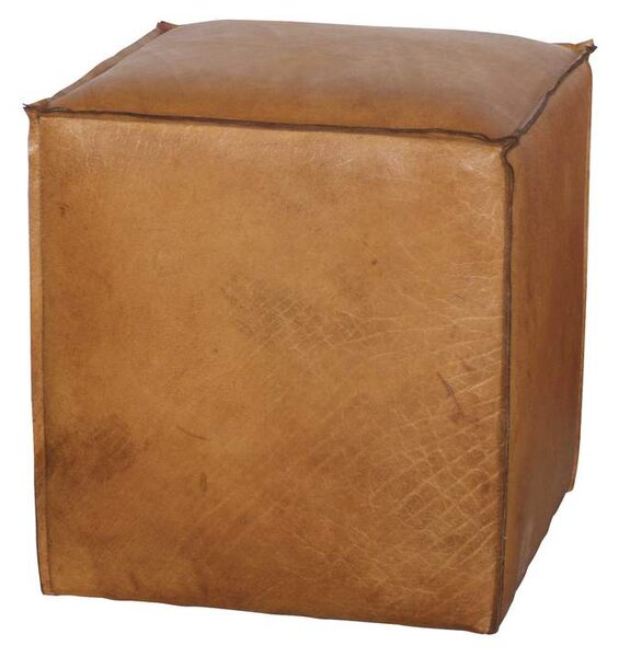 Hranatý pouf DT42 v kůži Kůže: Black