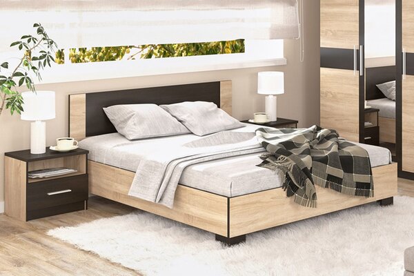 VerDesign VALENTÝNA, manželská postel 160 sonoma/wenge