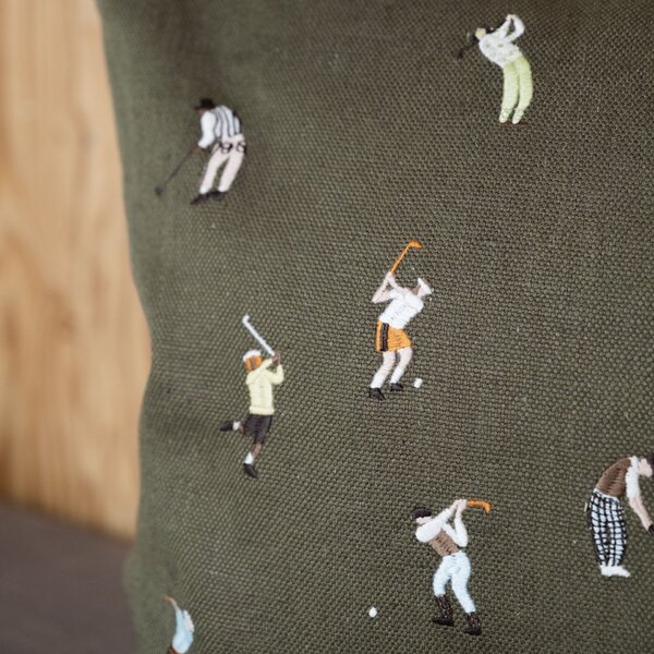 Lněný povlak na polštář Golfers Embroidered 48 × 48 cm