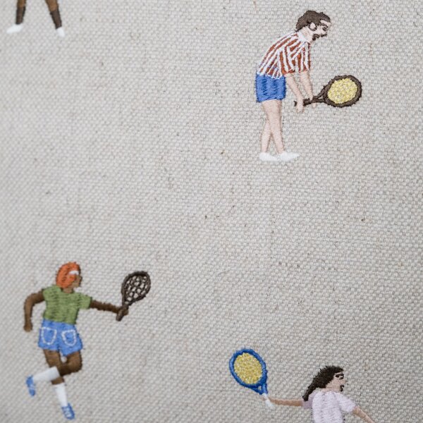 Lněný povlak na polštář Tennis Embroidered 48 × 48 cm