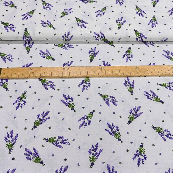 Bavlněné plátno POLO levandule na bílé, š.140cm (látka v metráži)