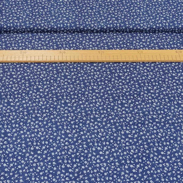 Bavlněné plátno ARIA bílé kytičky na tmavě modré / valerie, š.160cm (látka v metráži)