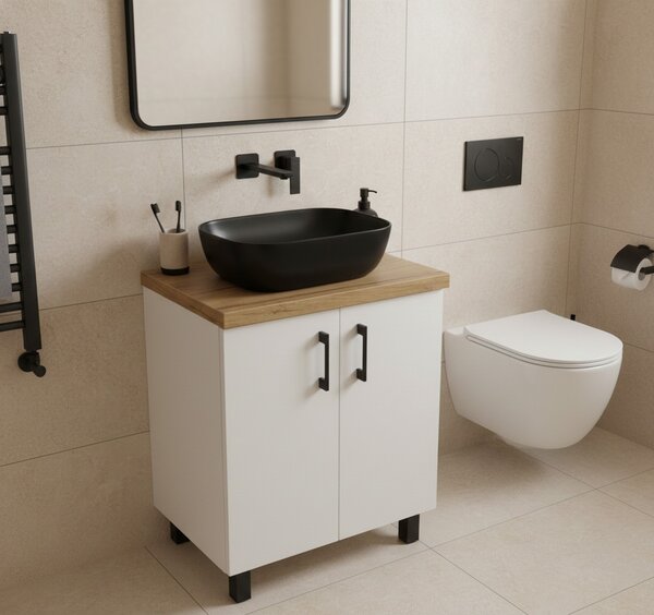 Comodo Koupelnová skříňka pod deskové umyvadlo ROSO W 60-HD - bílá/zlatý dub