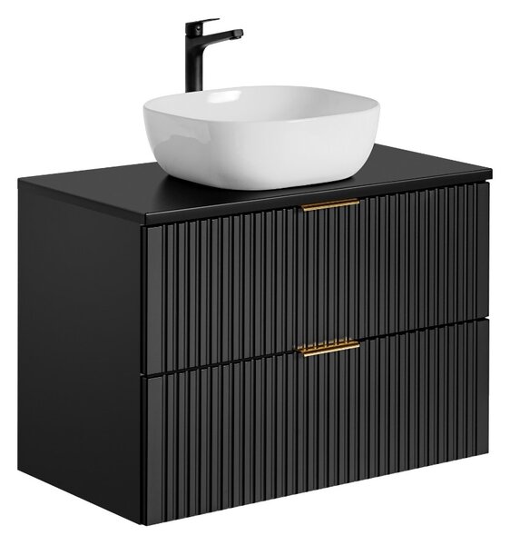 Koupelnová skříňka s umyvadlem a deskou ADEL Black DU80/1 | 80 cm
