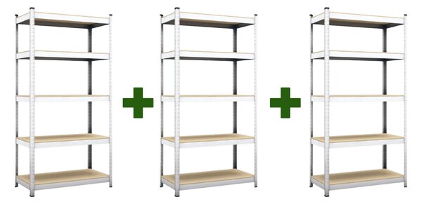Akční balíček Kovový regál ECONOMY 200x100x50 5 polic - pozinkovaný - 3 ks