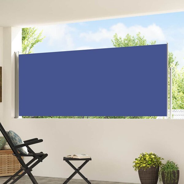 Zatahovací boční markýza/zástěna na terasu 117x514 cm modrá