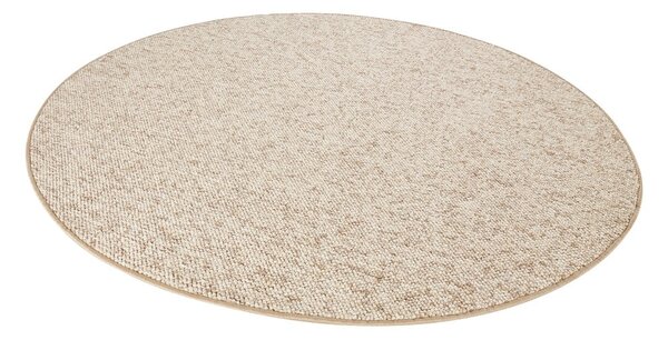 Světle hnědý kulatý koberec ø 200 cm Wolly – BT Carpet