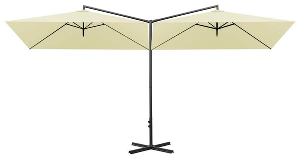Dvojitý zahradní slunečník s ocelovou tyčí pískový 600 x 300 cm