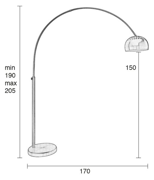 White Label Stříbrná stojací lampa WLL BOW 190 - 205 cm