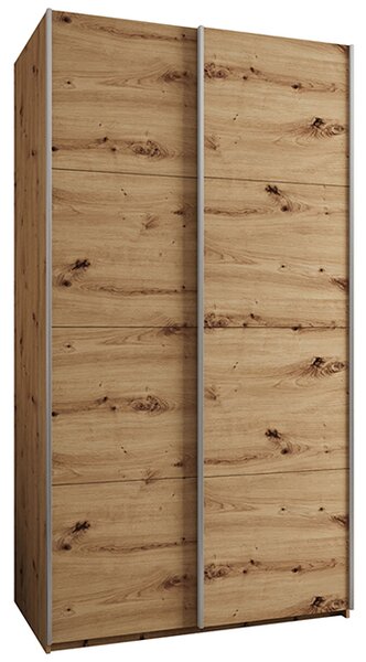 Šatní skříň LUX 1 s posuvnými dveřmi, 130×245,5×64 Dub Artisan / stříbrné