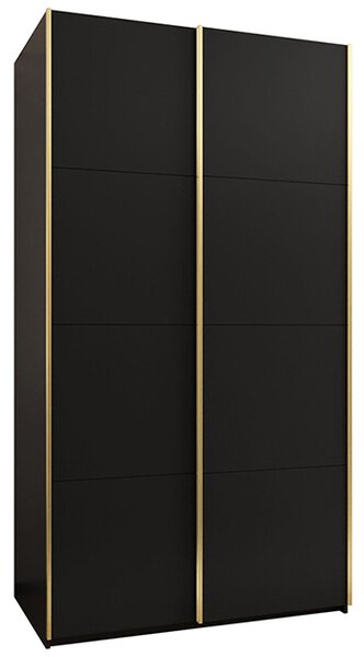 Šatní skříň LUX 1 s posuvnými dveřmi, 130×245,5×64 Černá / zlaté