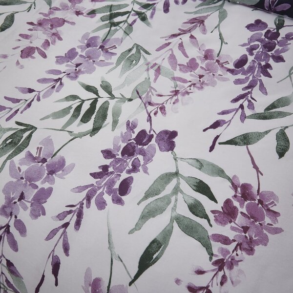 Bílo-fialové povlečení na dvoulůžko 200x200 cm Wisteria - Catherine Lansfield
